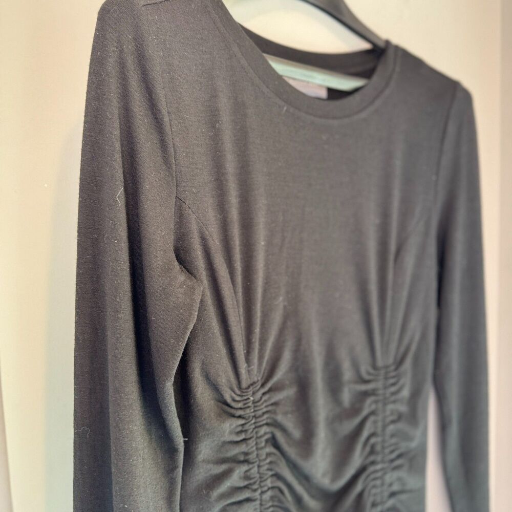 Hudson Gray Black Tie Sides Long Sleeve Scrunch Dress (Size Medium) - Picture 3 of 8